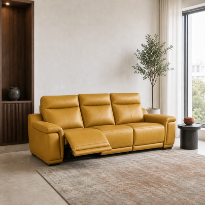 Aurora Recliner 3 seater yellow 01 main