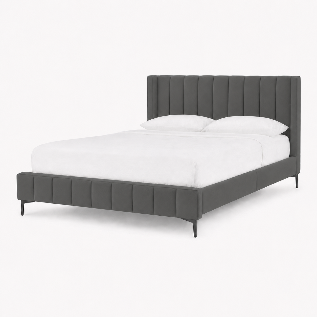 Bea - Bed Grey plain white background view
