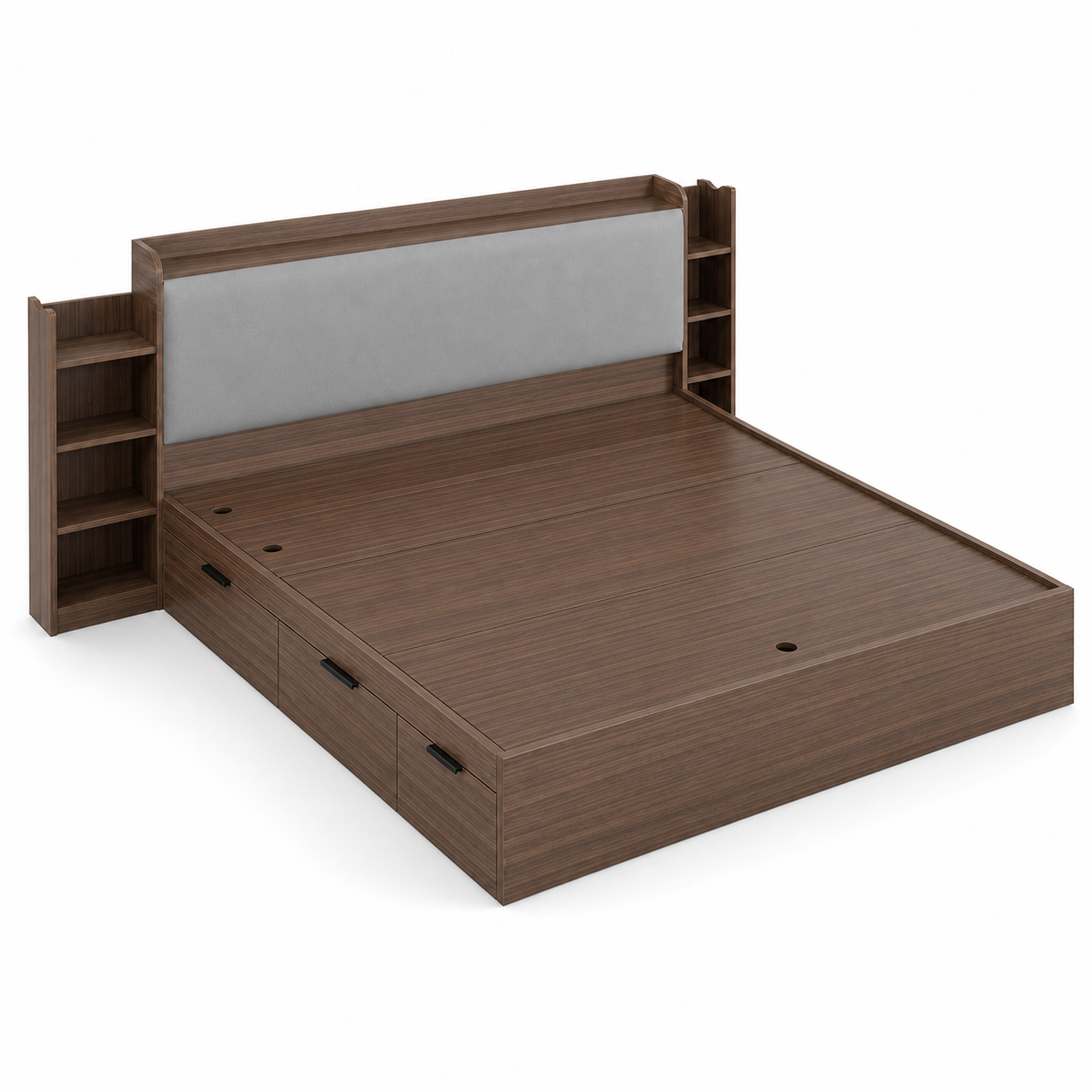 Elin - Bed, complete front three-quarter studio bed view