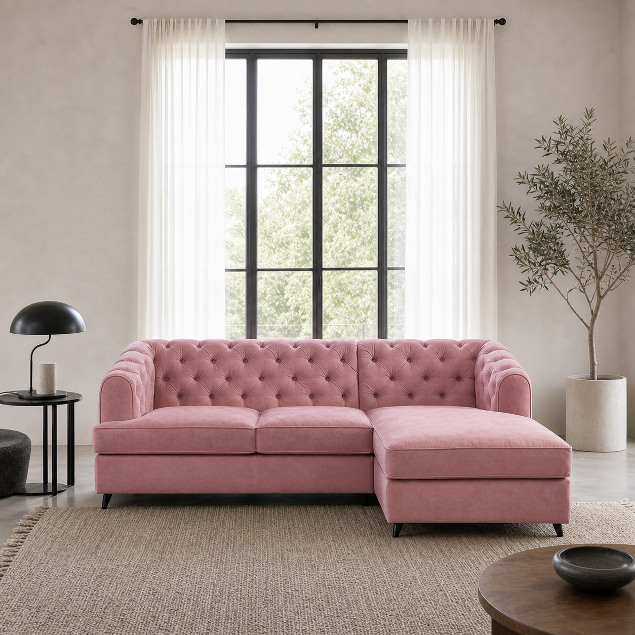 Beron - Sofa bed, front view verifying the source-proven closed footprint