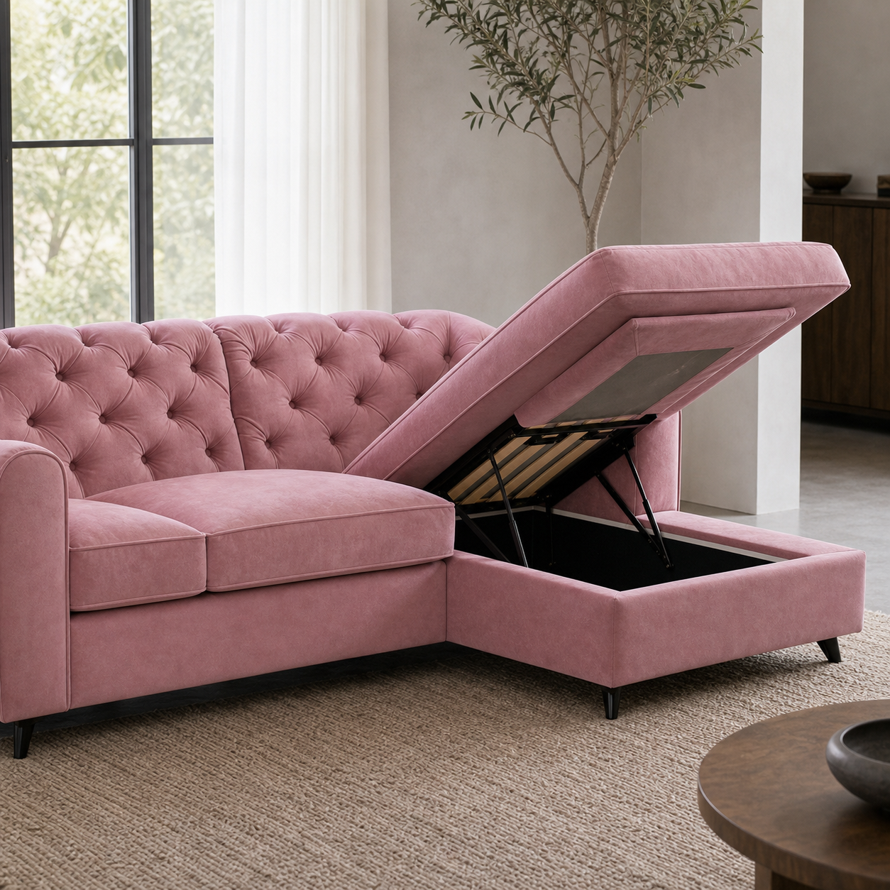 Beron - Sofa bed, source-proven closed-state construction detail