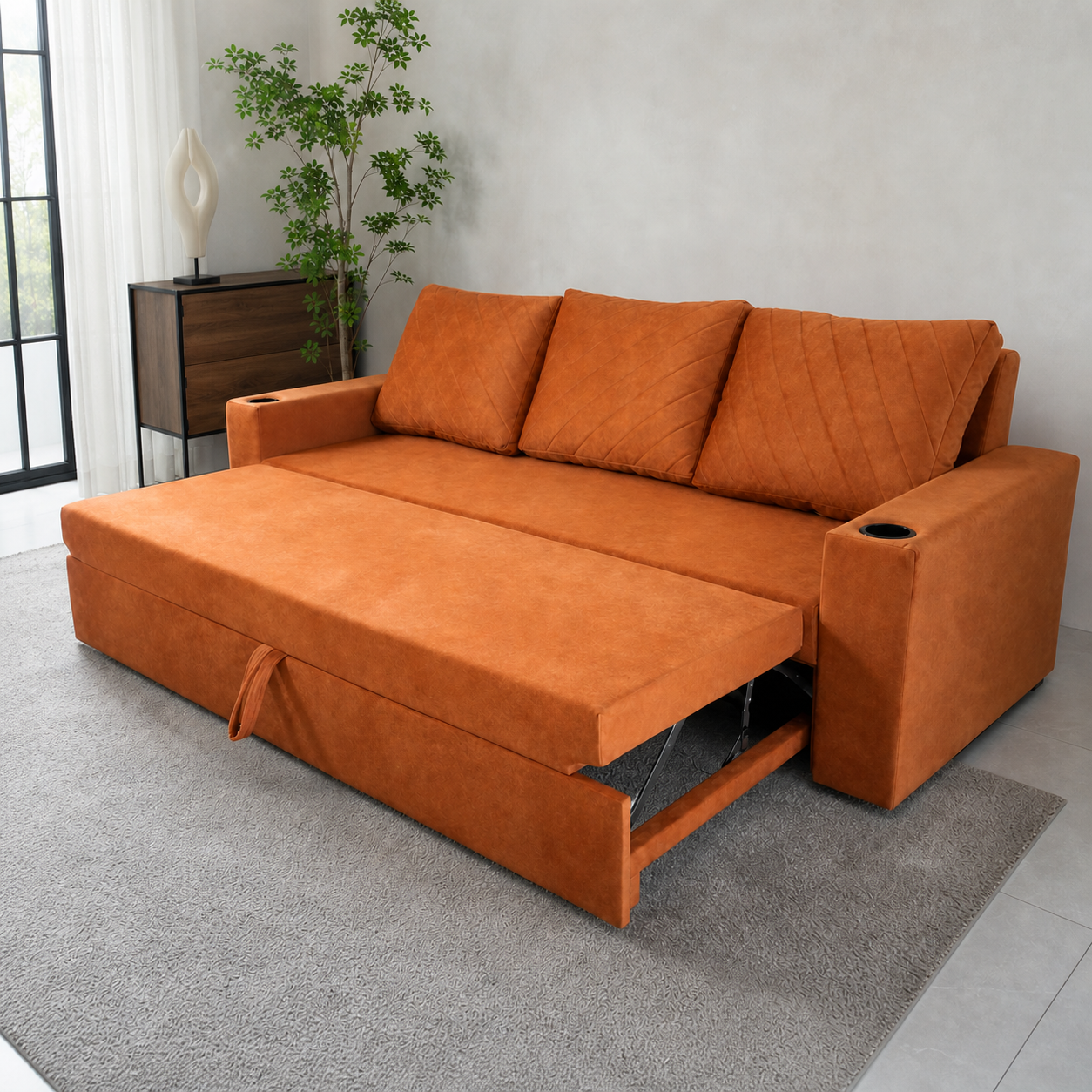 Blane - Sofa bed, alternate open sofa-bed view in the identical living room