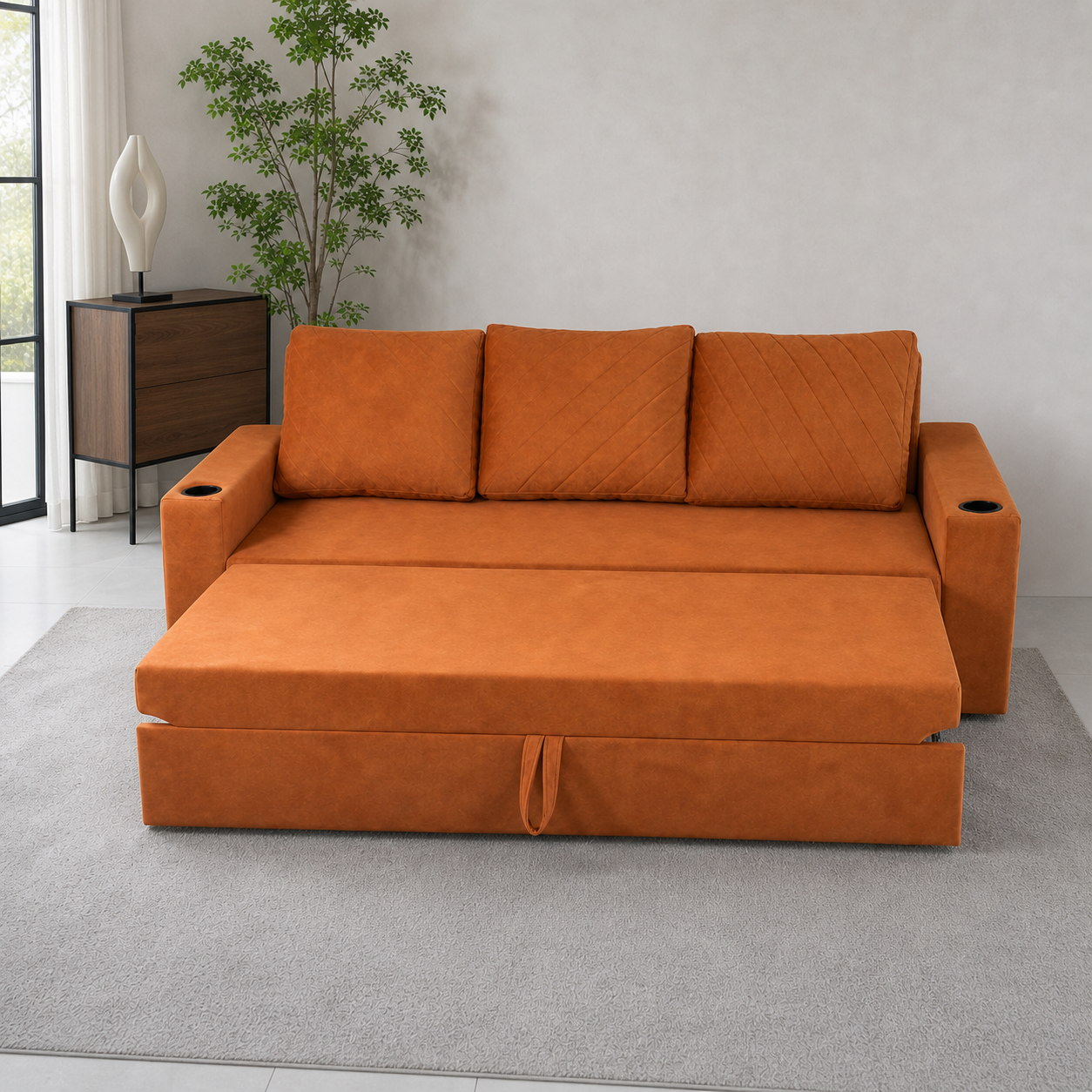Blane - Sofa bed, front view verifying the source-proven open footprint