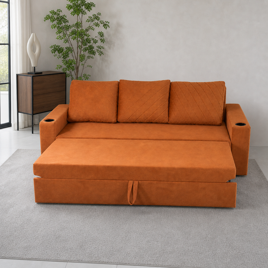 Blane - Sofa bed, front view verifying the source-proven open footprint