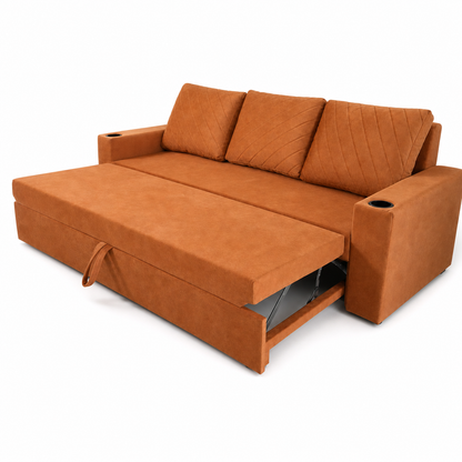 Blane - Sofa bed, open sofa-bed side studio view on pure white