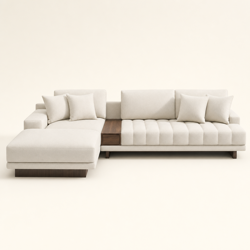 Bliss L-Shape Sectional Sofa, front studio view on neutral background