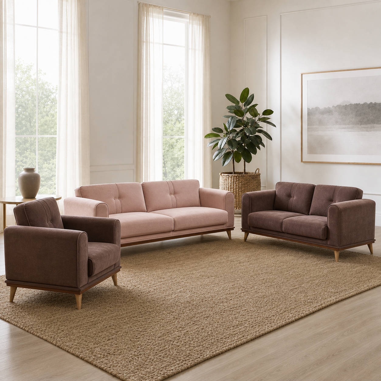 Bloom - 3+2+1 Sofa Set, complete 3+2+1 sofa set in an editorial living room
