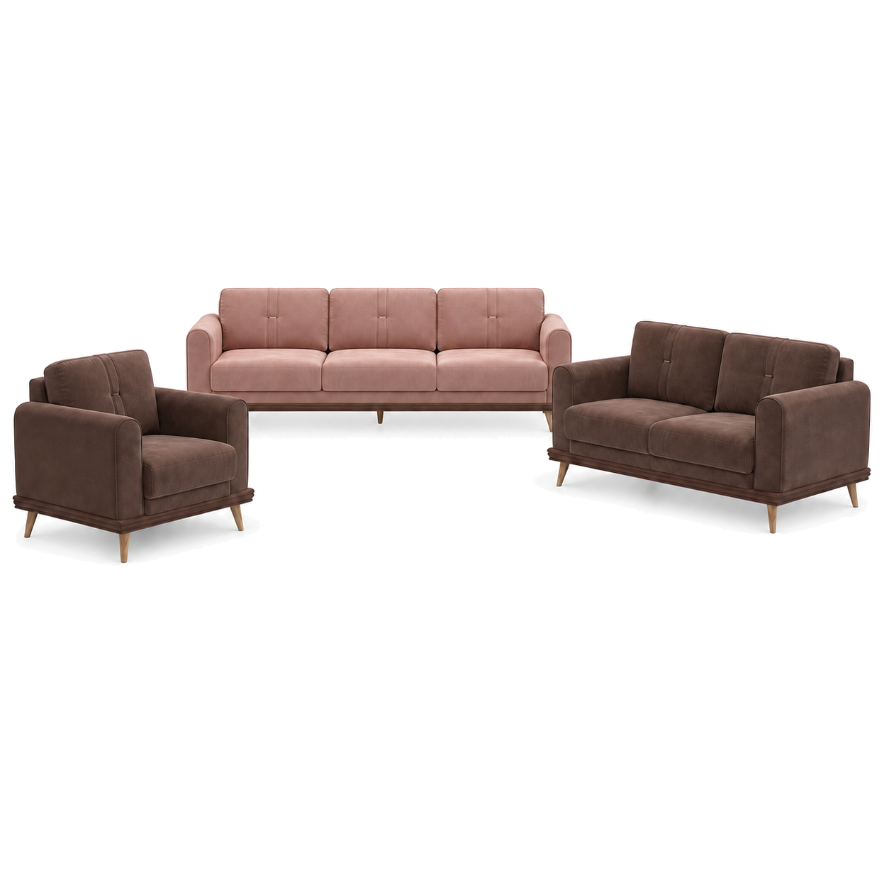 Bloom - 3+2+1 Sofa Set, complete 3+2+1 sofa set front studio view