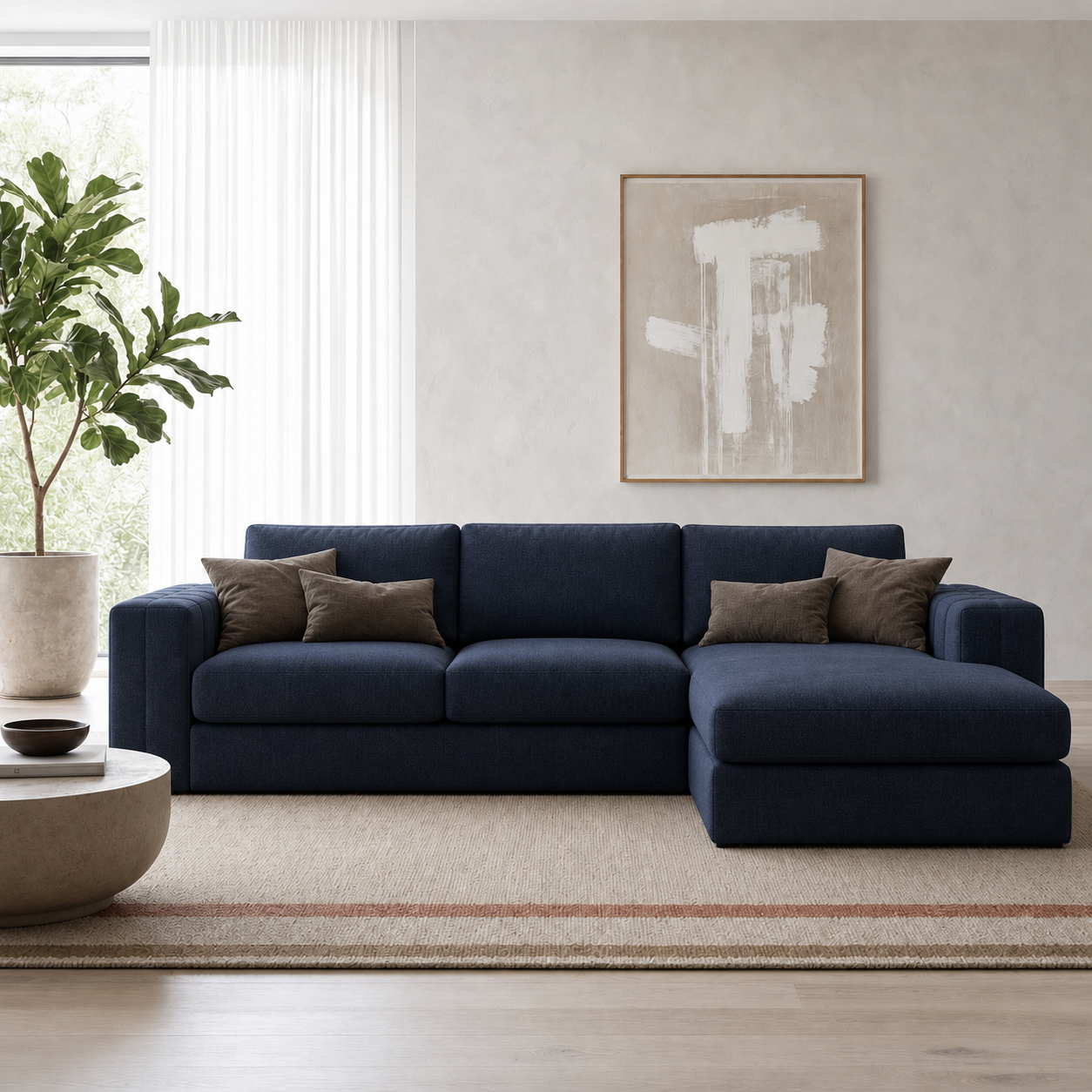 Cello blue 2 seater sectional rhs room view