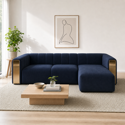 Sage blue 2 seater sectional rhs room view