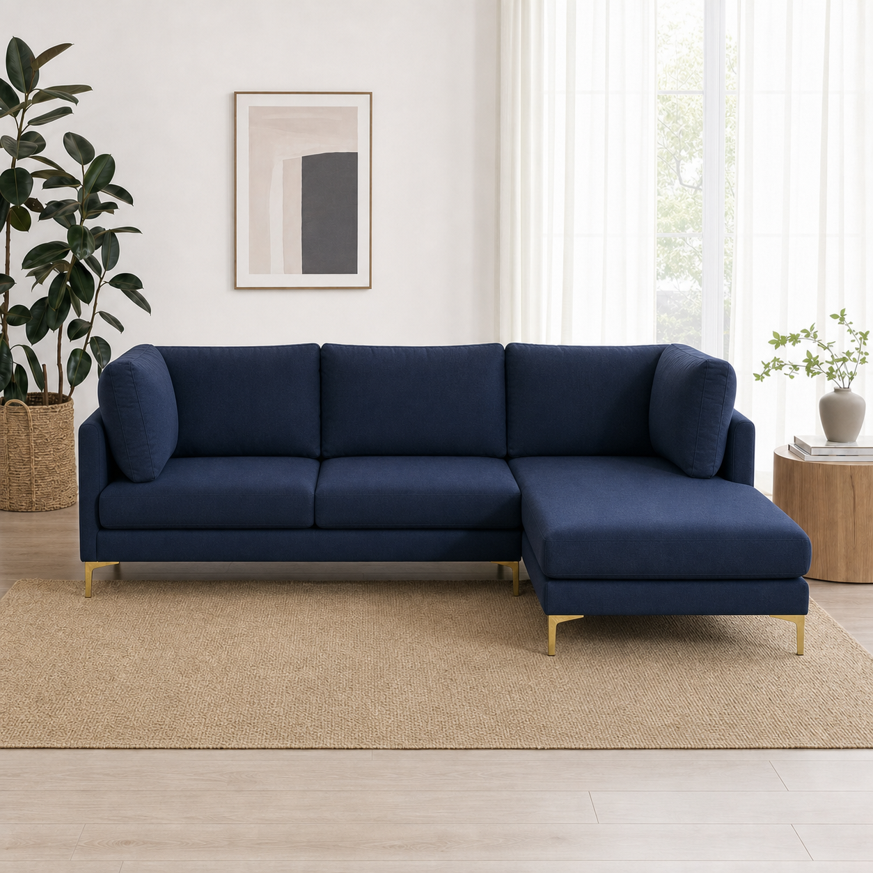 Glitz blue 2 seater sectional rhs room view