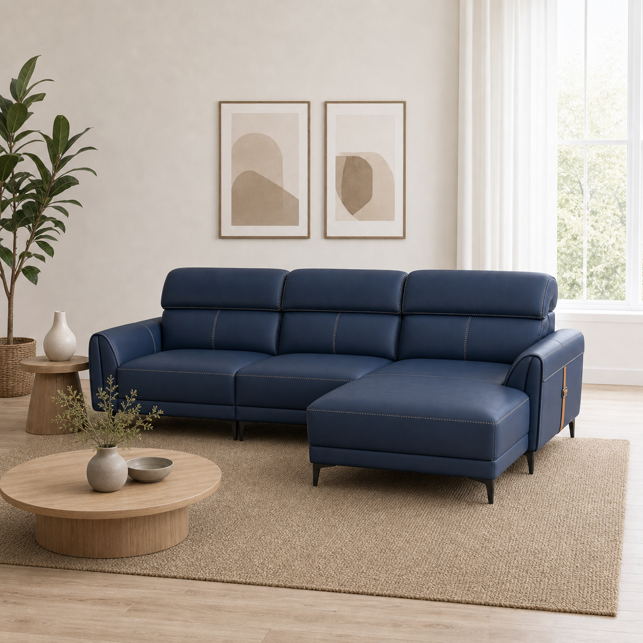 Tango blue 2 seater sectional rhs room view