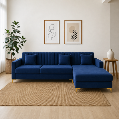 Dazzle blue 2 seater sectional rhs room view