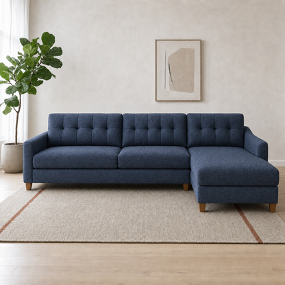 Spark blue 2 seater sectional rhs room view