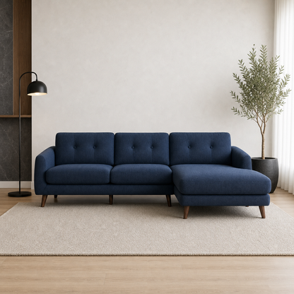 Fade blue 2 seater sectional rhs room view