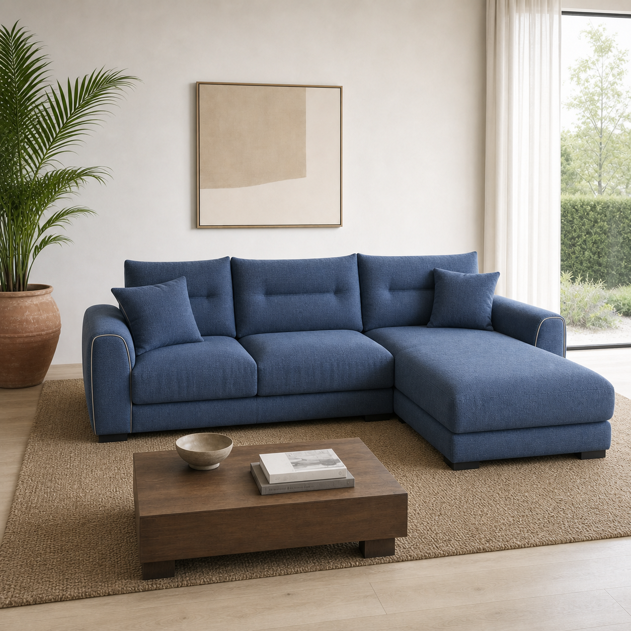 Dream blue 2 seater sectional rhs room view