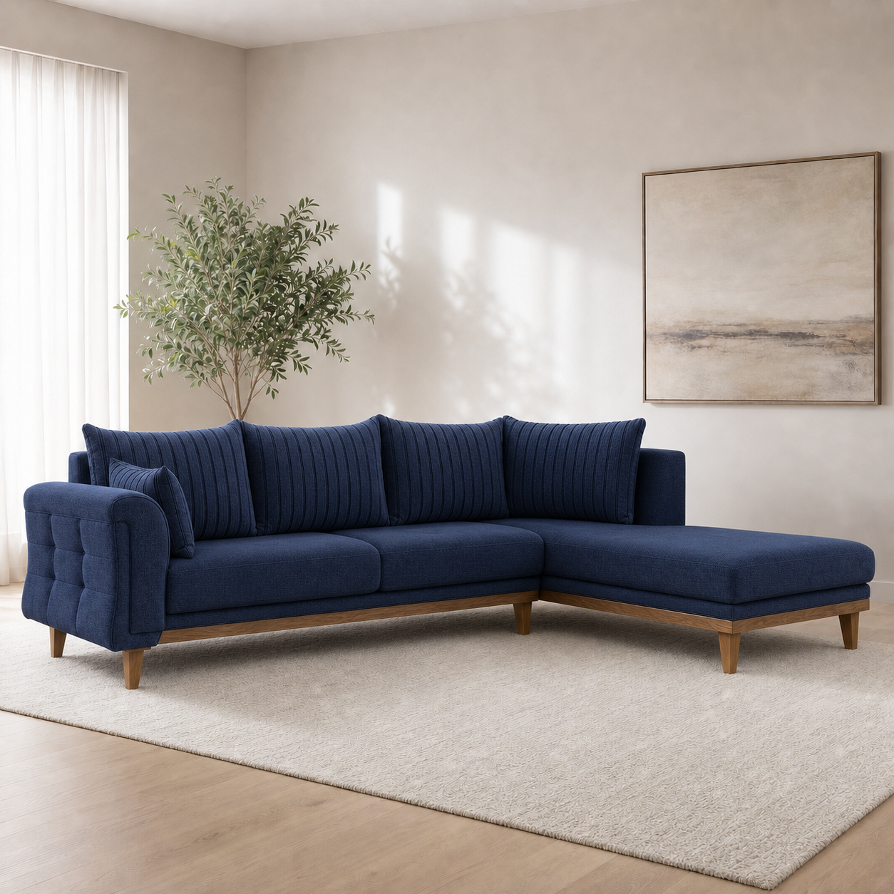 Haven blue 2 seater sectional rhs room view