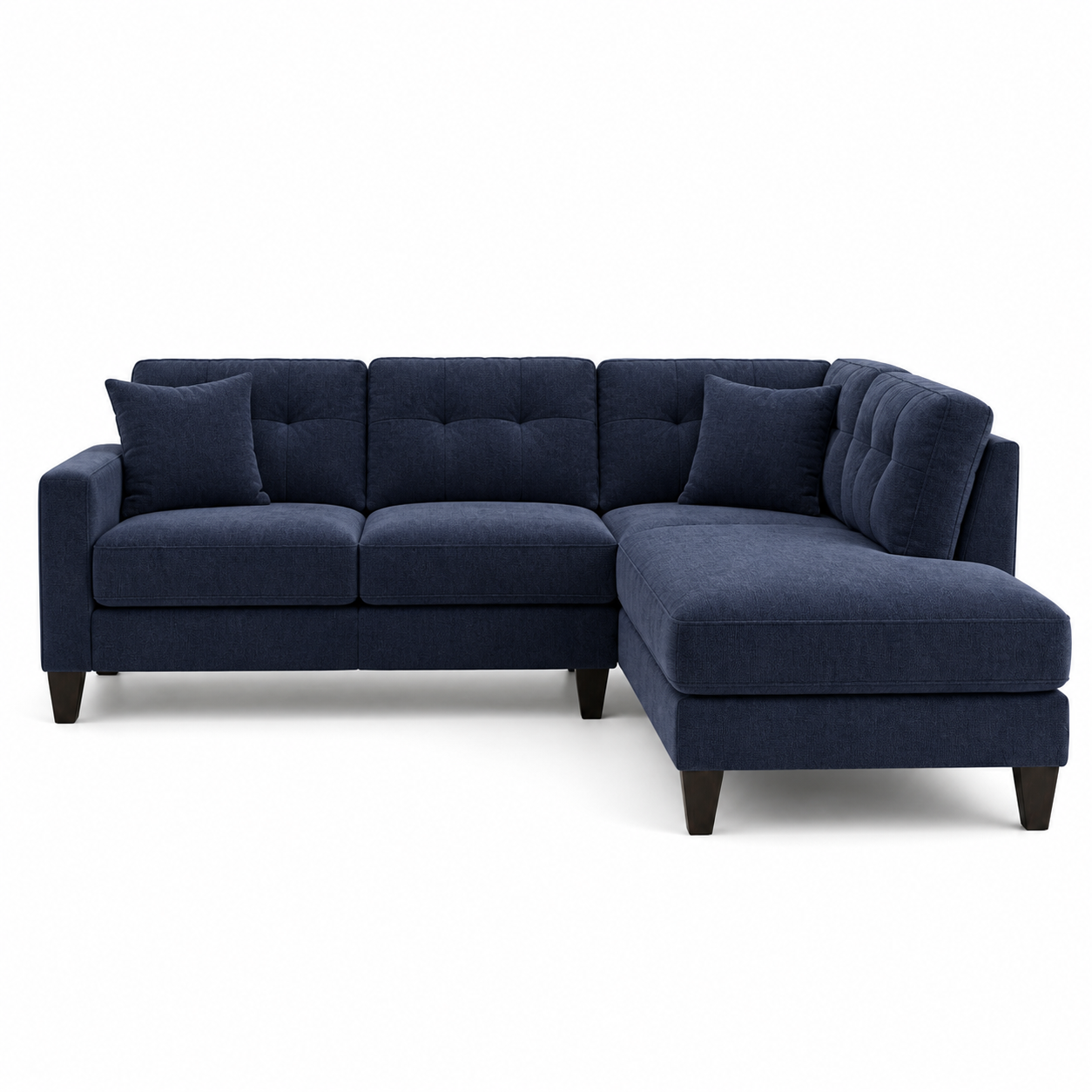Vivid blue 2 seater sectional rhs plain white background view