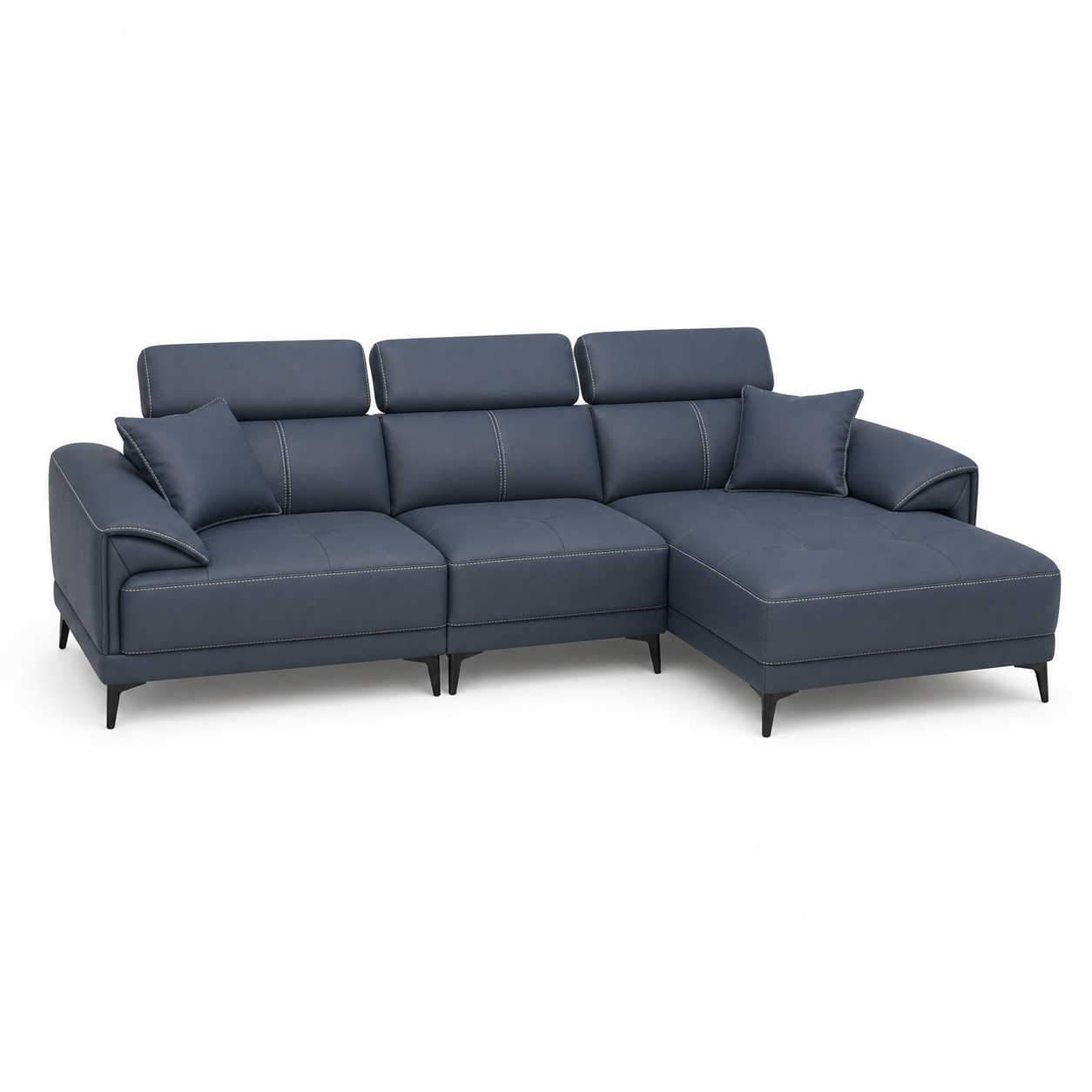 Unity blue 2 seater sectional rhs plain white background view