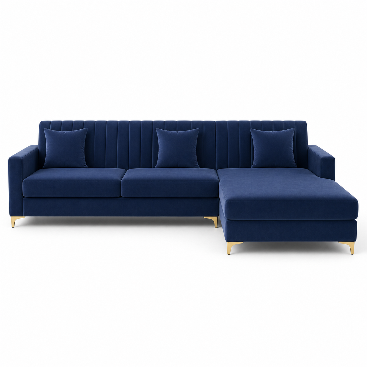 Dazzle blue 2 seater sectional rhs plain white background view