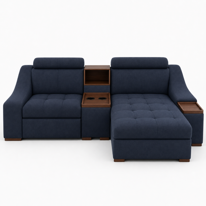Opal blue 2 seater sectional rhs plain white background view