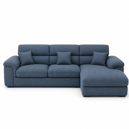 Zeno blue 2 seater sectional rhs plain white background view