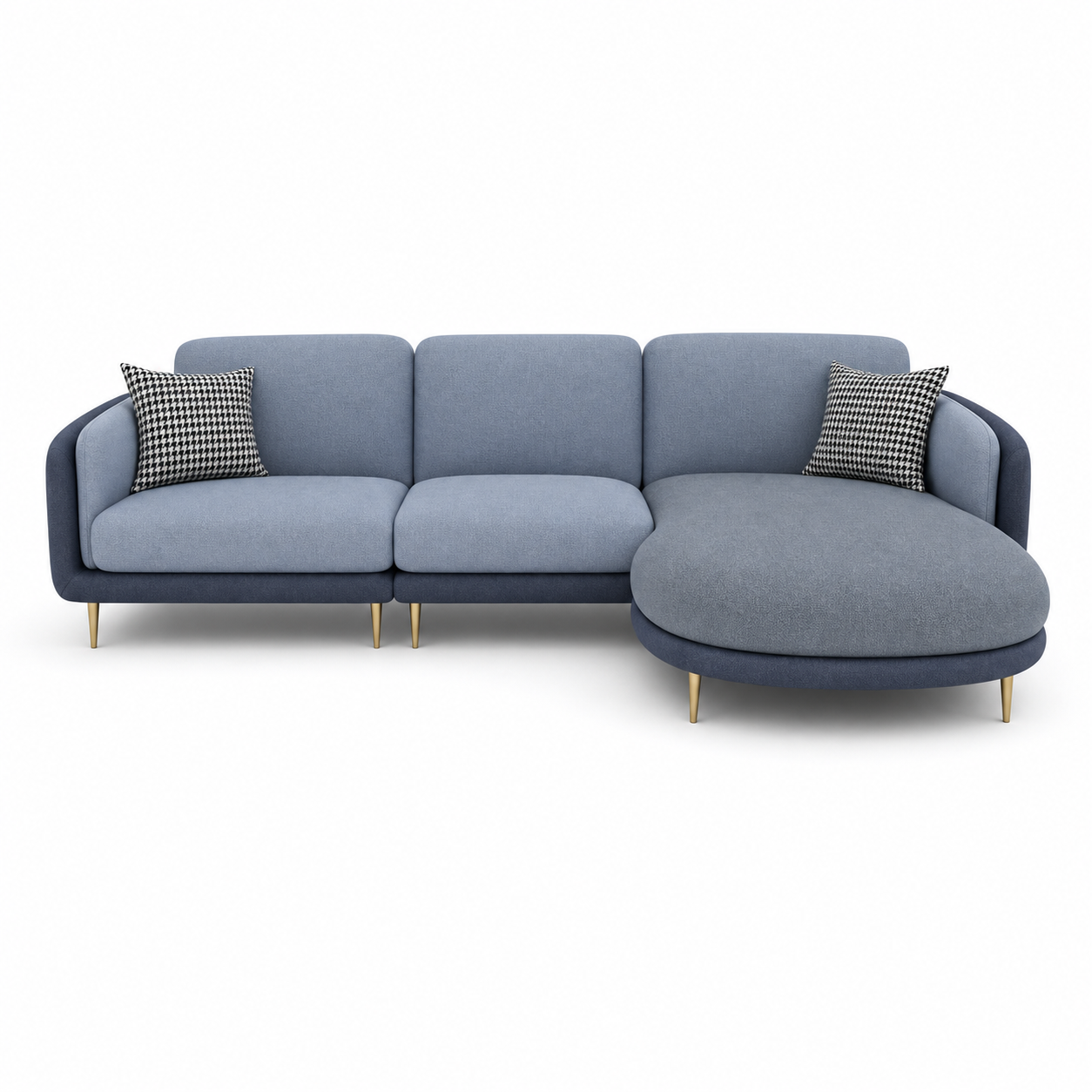 Juno blue 2 seater sectional rhs plain white background view