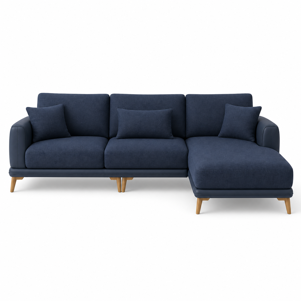 Jewel blue 2 seater sectional rhs plain white background view