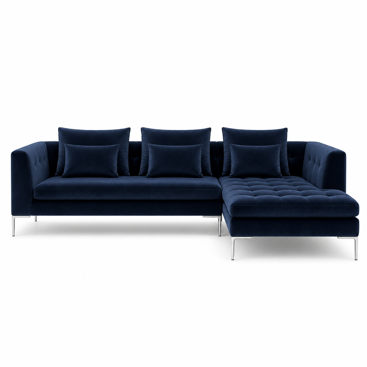 Iris blue 2 seater sectional rhs plain white background view