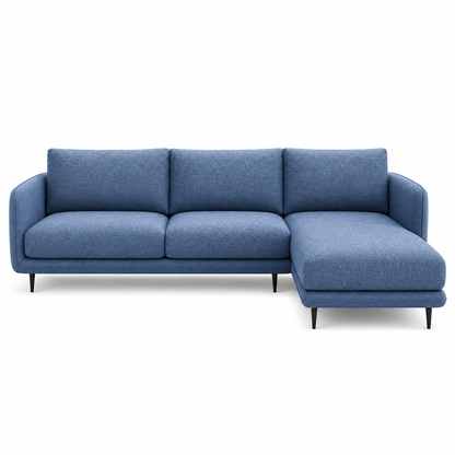 Eden blue 2 seater sectional rhs plain white background view
