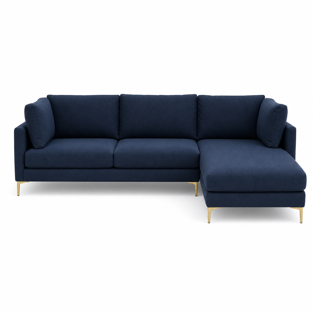 Glitz blue 2 seater sectional rhs plain white background view