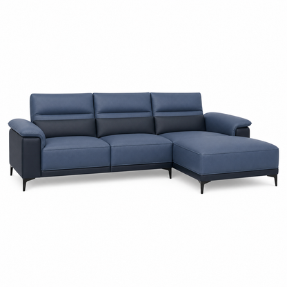 Muse blue 2 seater sectional rhs plain white background view