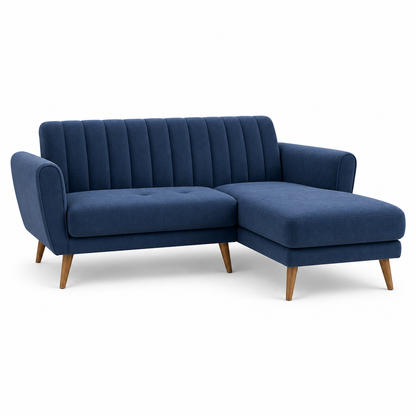 Pulse blue 2 seater sectional rhs plain white background view
