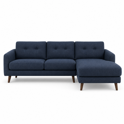 Fade blue 2 seater sectional rhs plain white background view