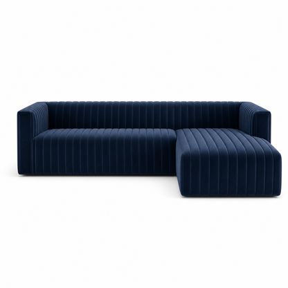 Oasis blue 2 seater sectional rhs plain white background view