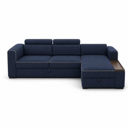 Quest blue 2 seater sectional rhs plain white background view