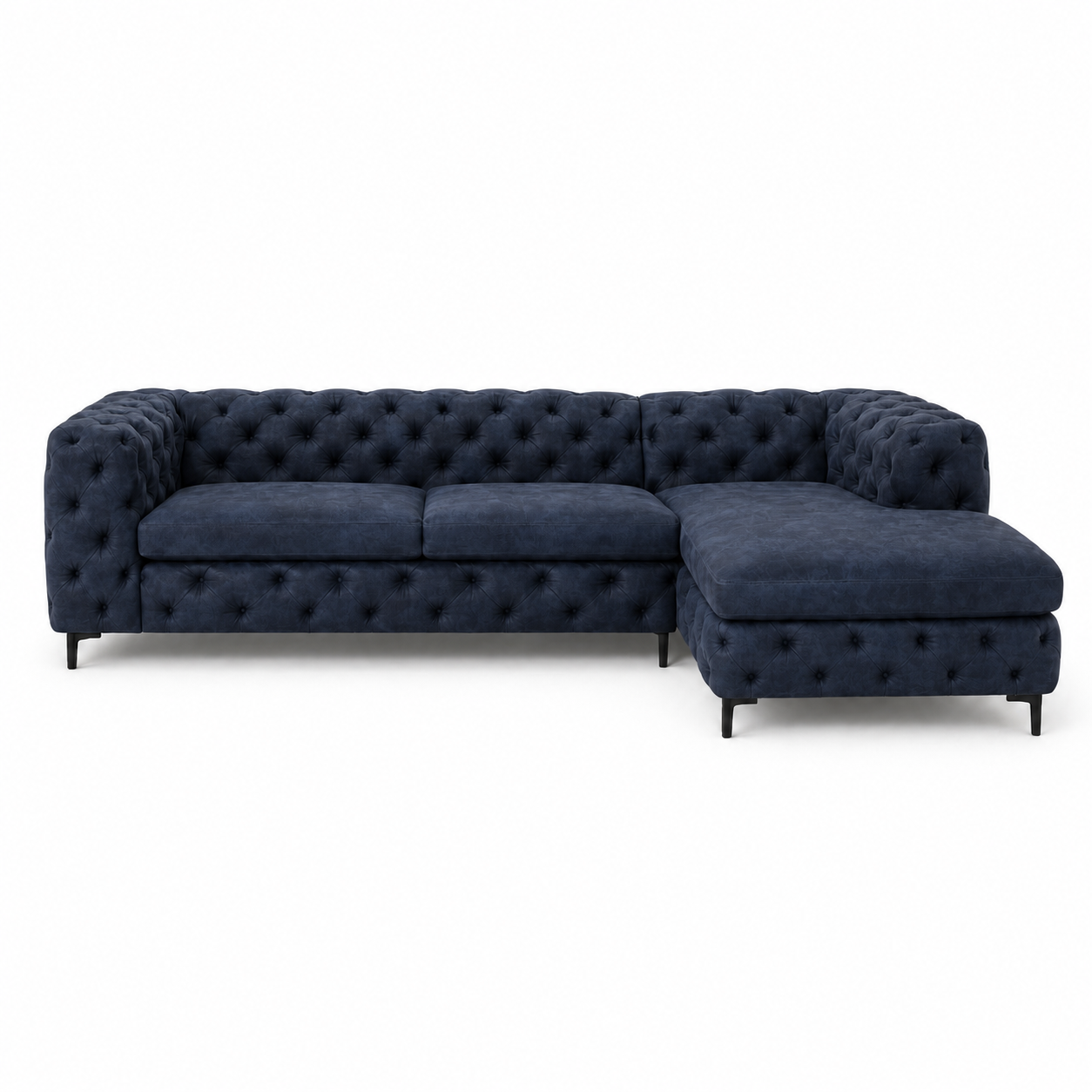 Rhea blue 2 seater sectional rhs plain white background view
