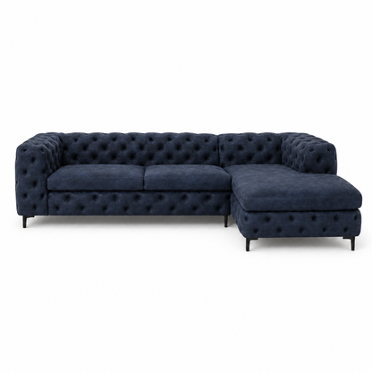Rhea blue 2 seater sectional rhs plain white background view