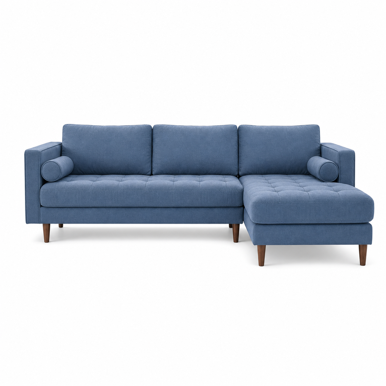 Aura blue 2 seater sectional rhs plain white background view