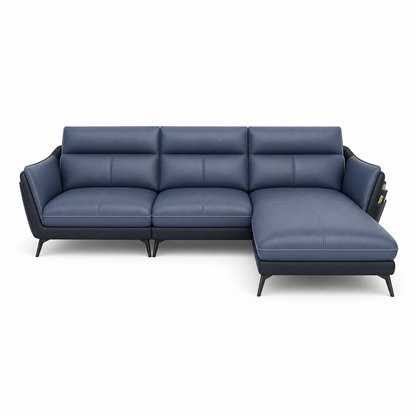 Rio blue 2 seater sectional rhs plain white background view