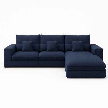 Wave blue 2 seater sectional rhs plain white background view