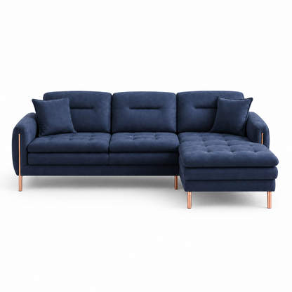 Terra blue 2 seater sectional rhs plain white background view