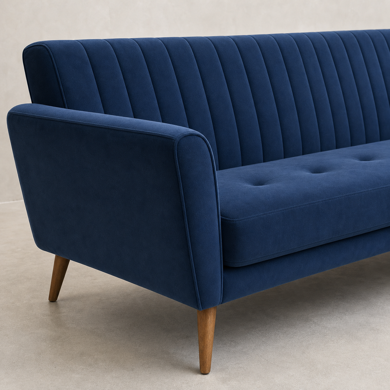 Pulse sectional sofa blue upholstery and construction close-up