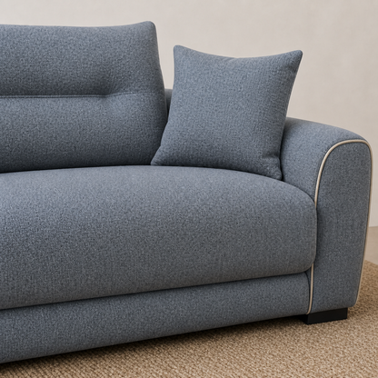 Dream sectional sofa blue upholstery and construction close-up