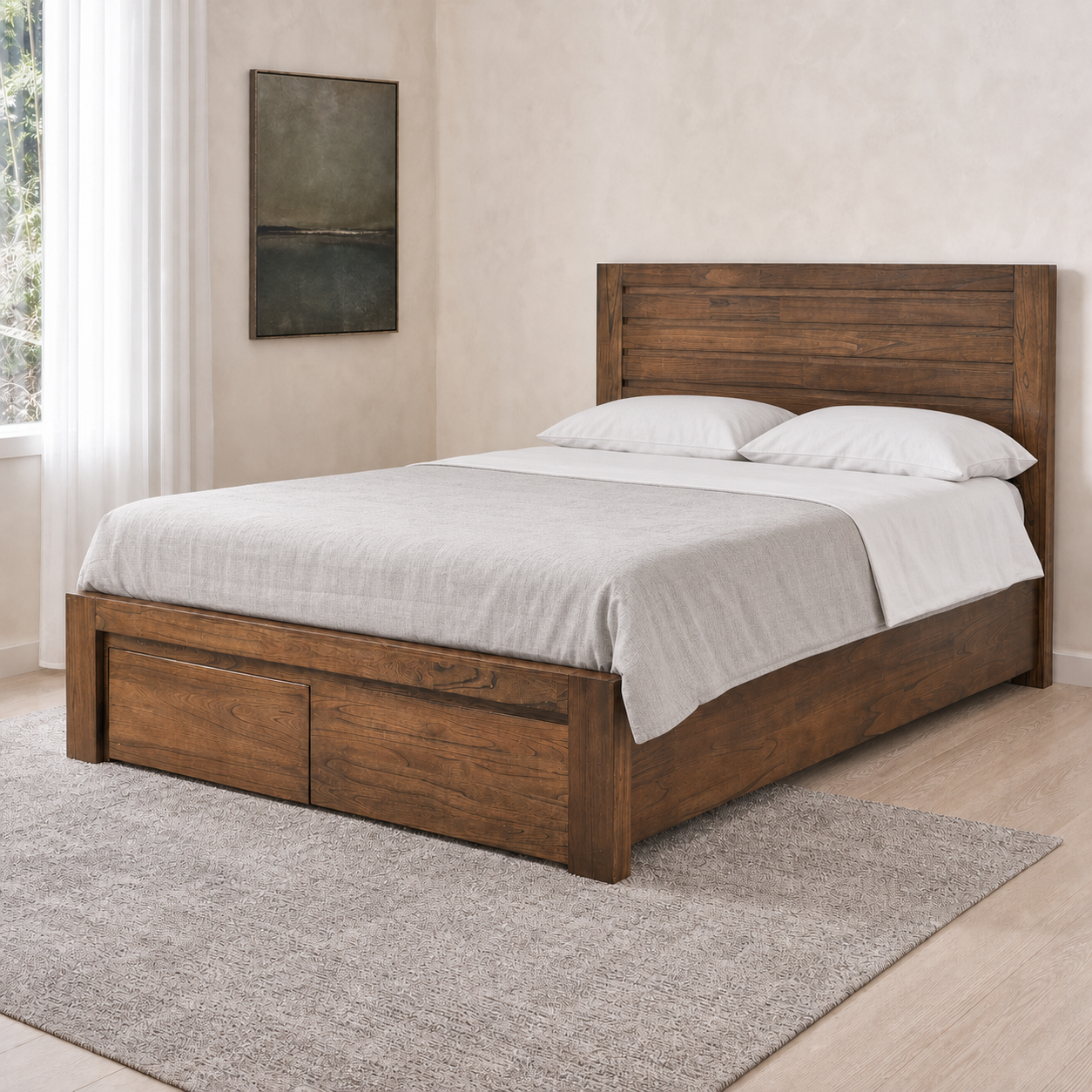 Brisa - Bed, complete front three-quarter bed view in a restrained bedroom