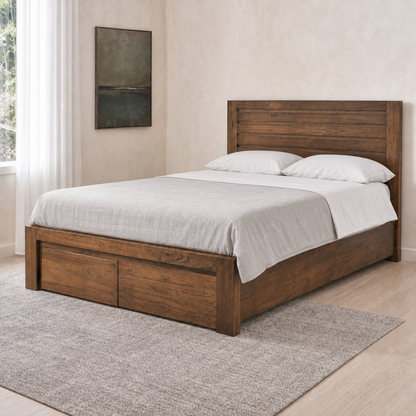 Brisa - Bed, complete front three-quarter bed view in a restrained bedroom