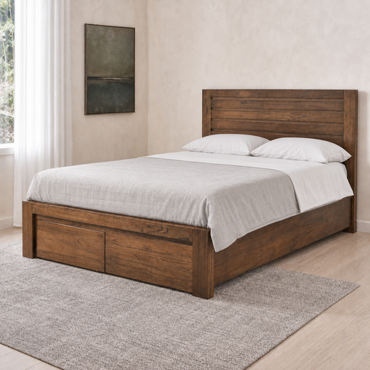 Brisa - Bed, complete front three-quarter bed view in a restrained bedroom