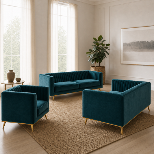 Brite - 3+2+1 Sofa Set, alternate room angle of the complete 3+2+1 sofa set
