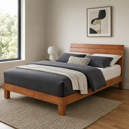 Cade - Bed, complete front three-quarter bed view in a restrained bedroom