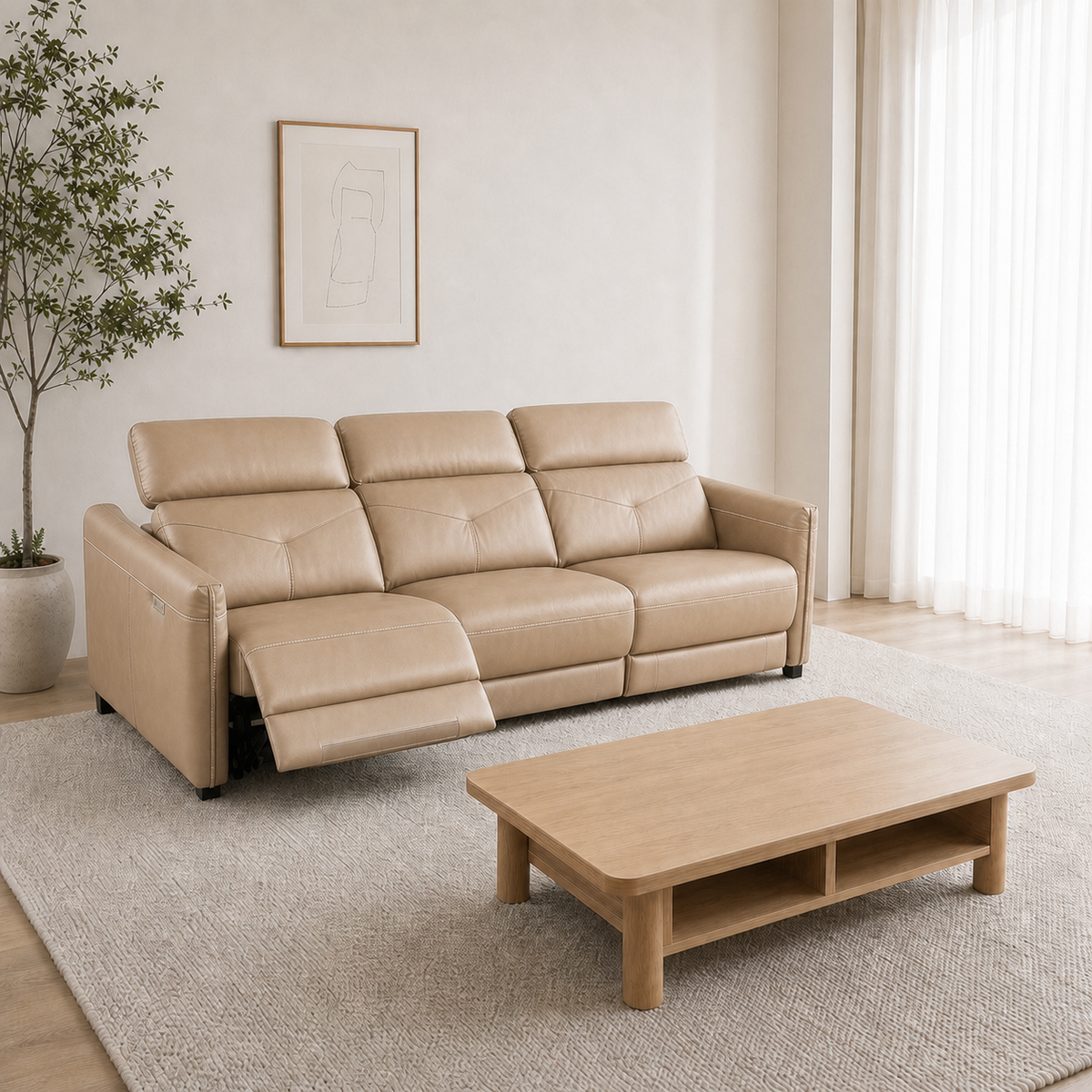 Cascade Recliner 3 seater beige 01 main